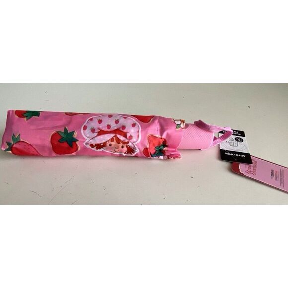 Strawberry Shortcake Umbrella Auto Open Close Pink Red Compact NEW - Picture 2 of 8